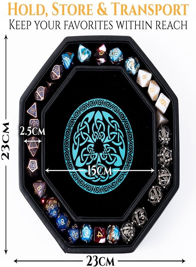 Soar Forge Dice Tray for DND and RPG - Beautiful Cerulean Blue Valknut and Dragon 9 Inch Rolling Tray Compatible with Dungeons and Dragons and Tabletop RPGs - Box Storage to Protect Dice - Image 3